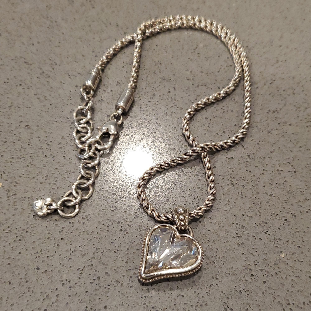 Brighton Reversible Crystal / Filigree Heart Necklace